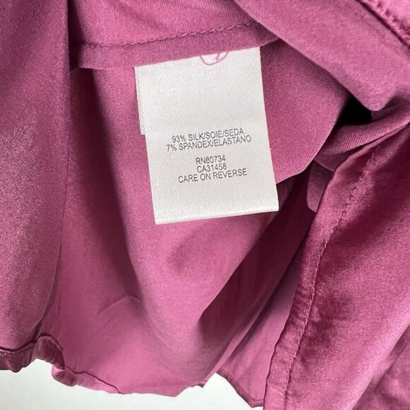 BCBG Max Azria Silk Pleated Button Up Blouse Sz S Mauve Coquette Fairy Romantic - Picture 7 of 11
